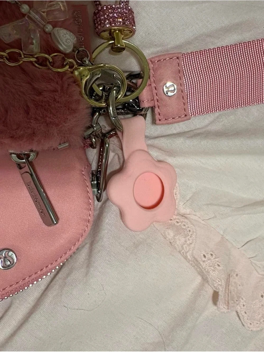 lululemon athletica Pink Plush Kids Crossbody with Charms